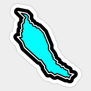 Denman Island in Bright Light Turquoise Blue - Simple Silhouette - Denman Island Sticker